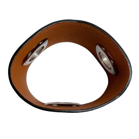 Hermes Brown Leather Grommet Cuff Bracelet - Picture 4 of 6